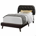 Homeroots 45.25 in. Brown Solid WoodMDFFoam & Linen Twin Sized Bed with Wood Legs 333328